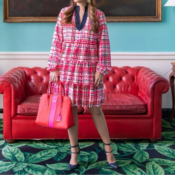 Sail To Sable Charlotte Dress In Red, Pink & White Plaid, M - Picture 5 of 7